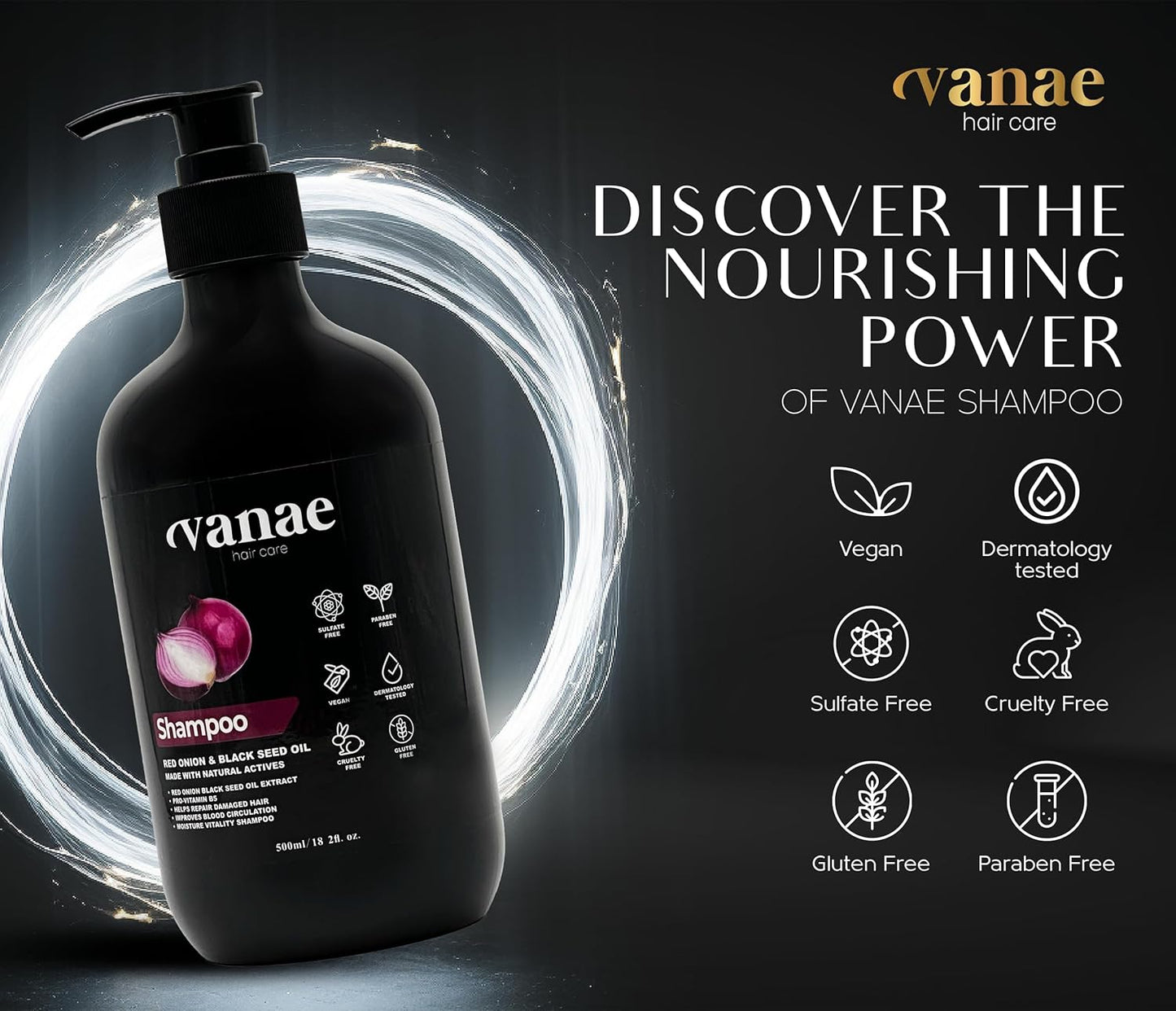 VANAE RED ONION & BLACK SEED OIL SHAMPOO